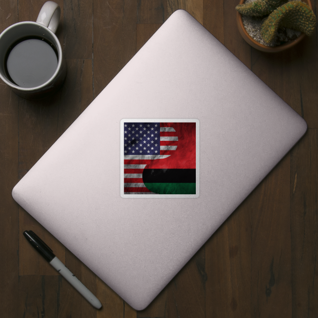 USA and Pan African Dual Flag Yin Yang Combination by Family Heritage Gifts